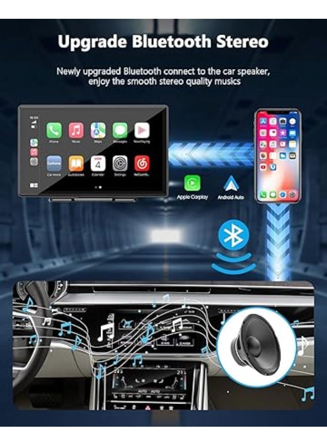 LAMTTO Lamto 9 Inch Wireless Car Stereo Portable Touch Screen Apple CarPlay Android Auto Bluetooth GPS Navigation AirPlay Mirror Link AUX FM for All Vehicles Black - Image 3